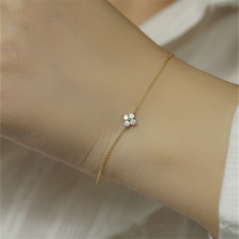 Pulseira de prata 925 com flor. - Simba Store