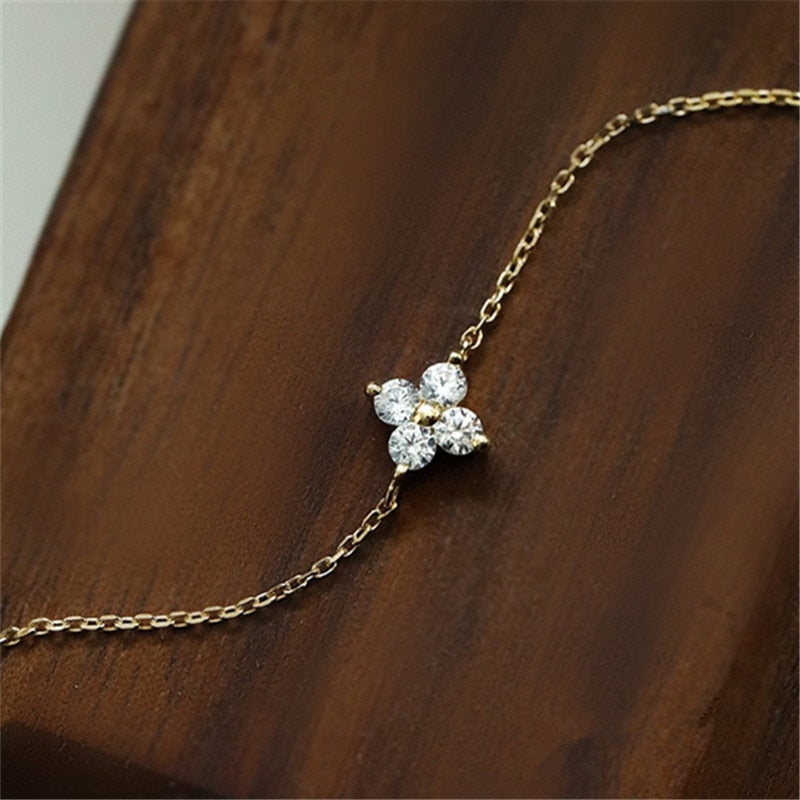 Pulseira de prata 925 com flor. - Simba Store